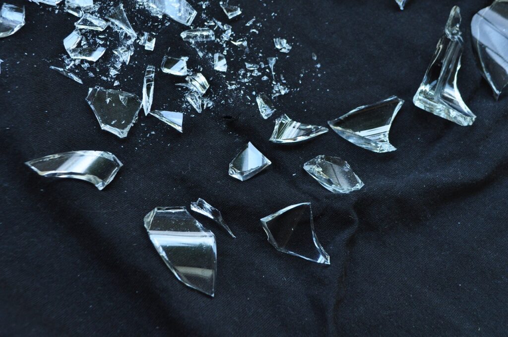 falling broken glass