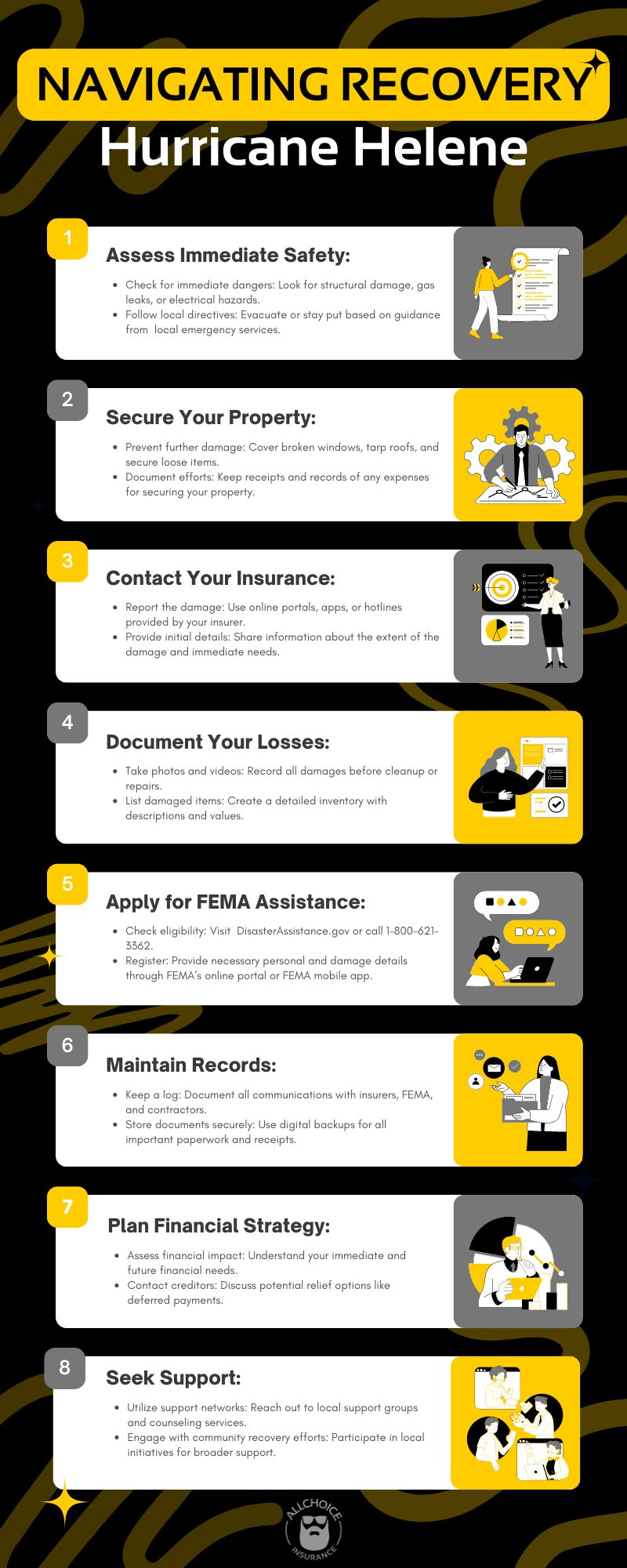 Navigating Recovery - After Hurricane Helene - Branding Marketing Infographic